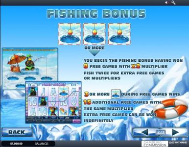 Penguin Vacation Slot Machine Fishing Bonus Feature Screen
