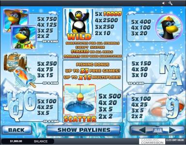 Penguin Vacation Slot Machine Paytable Screen