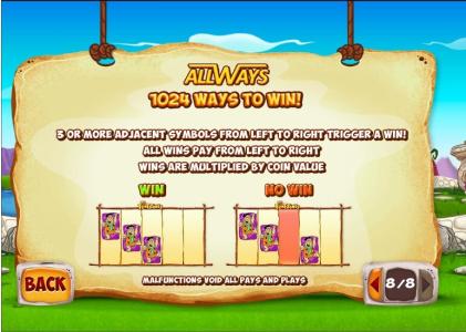 The Flintstones Slot Machine 1024 Ways to Win Feature Screen