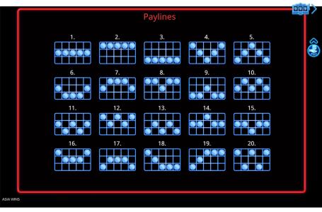 Asia Wins Slot Machine Paylines Screen
