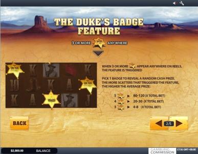 John Wayne Slot Machine The Duke's Badge Feature Screen
