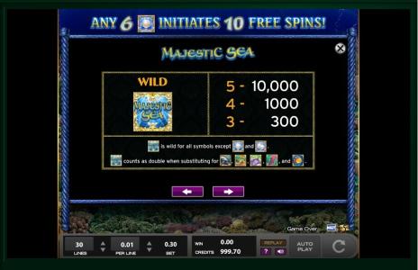 Majestic Sea Slot Machine Wild Symbol Screen