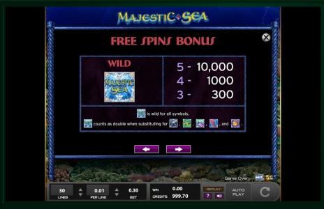 Majestic Sea Slot Machine Wild Symbol Screen