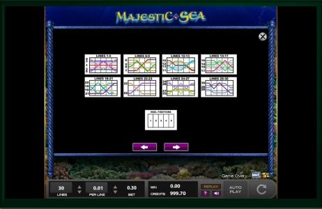 Majestic Sea Slot Machine Paylines Screen