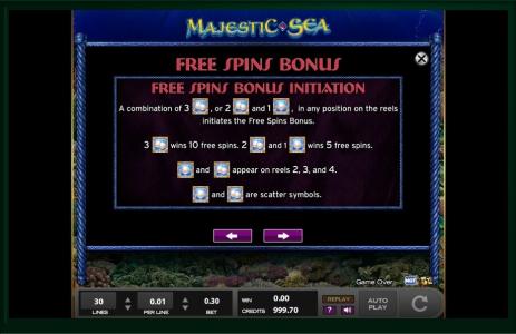 Majestic Sea Slot Machine Free Spins Bonus Screen
