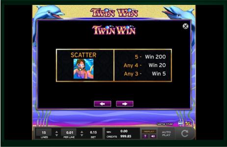 Twin Win Slot Machine Scatter Awards Screen