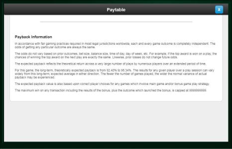 Medieval Money Slot Machine Paytable Screen