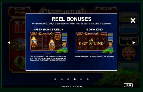 Centurion Free Spins Slot Machine Bonus Game Screen