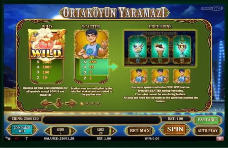 Ortakoyun Yaramazi Slot Machine Scatter Awards and Wild Symbol Screen