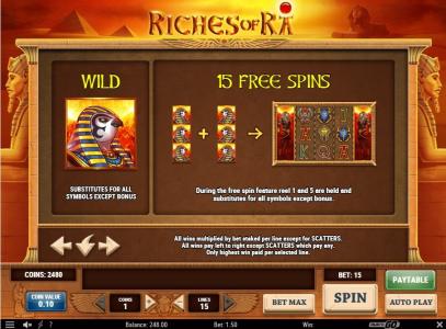 Riches of Ra Slot Machine Free Spins Bonus Screen